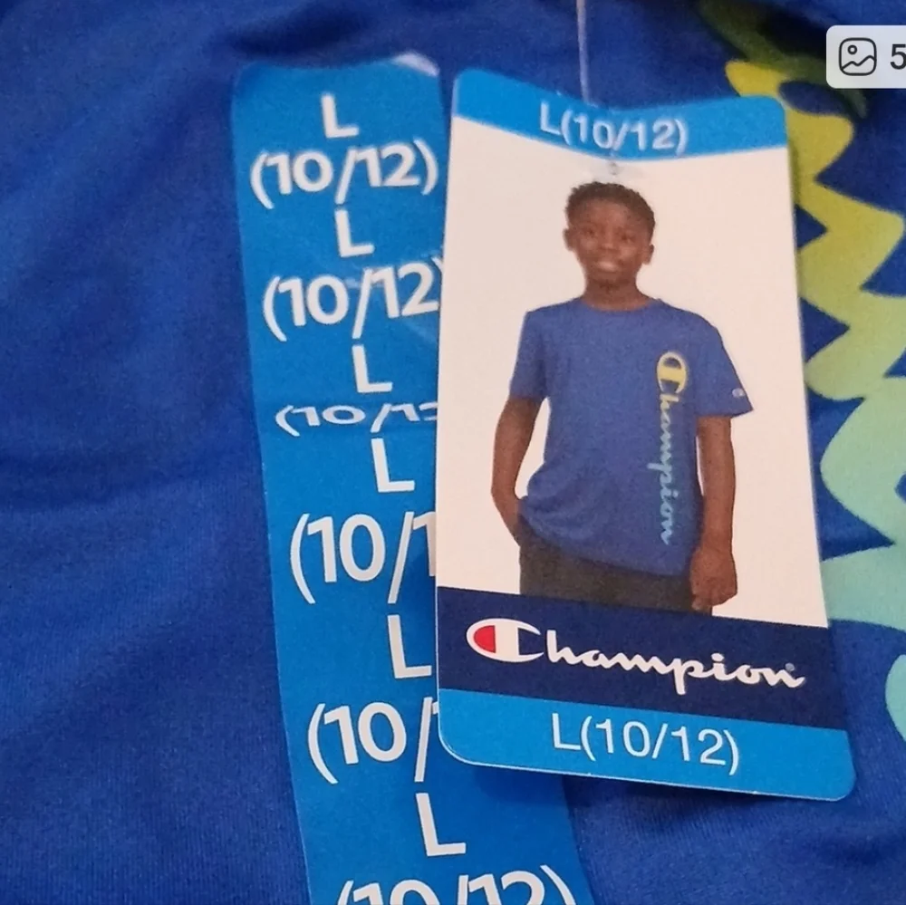 Champion Boy Blue and Light Blue Tees Size 10/12